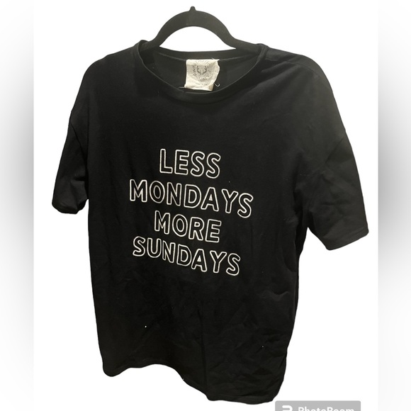 Fantastic Fawn Tops - LESS MONDAYS MORE SUNDAYS Tshirt Black Edgy